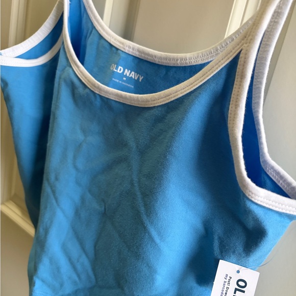 Old Navy Blue Cropped Tank with White Trim size M. Unlined. Sold out online - Picture 3 of 10